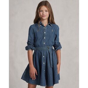 Polo Ralph Lauren Girls Belted Cotton Denim Shirtdress